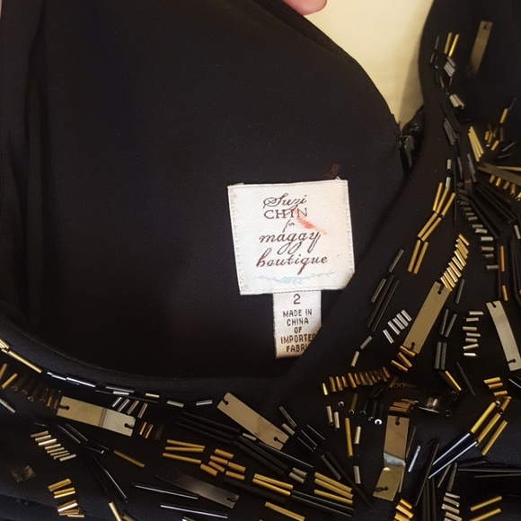 Black Cocktail dress w/ metallic beading - Picture 6 of 8